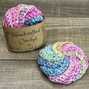 Handcrafted Crochet Spiral Tawashi Bath Scrubbies Set Cotton Yarn Handmade